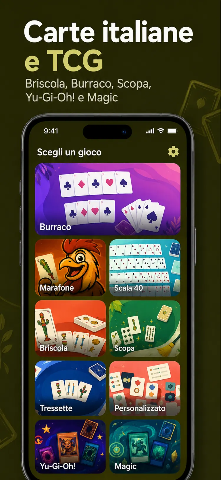 Segnapunti Carte Italiane: tutti i giochi di carte italiani e TCG